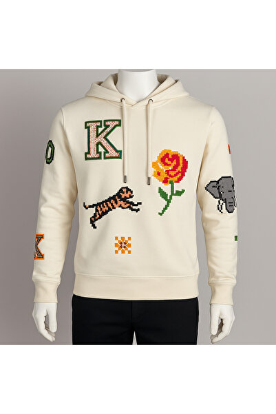 YusGos Unisex Men/Women High Quality Concept Sleeve and Chest Embroidered Cotton Hooded Knz Sweatshirt