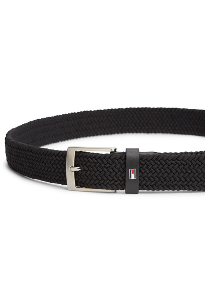 Tommy Hilfiger Men Black Polyester Braided Elastic Webbing Belt