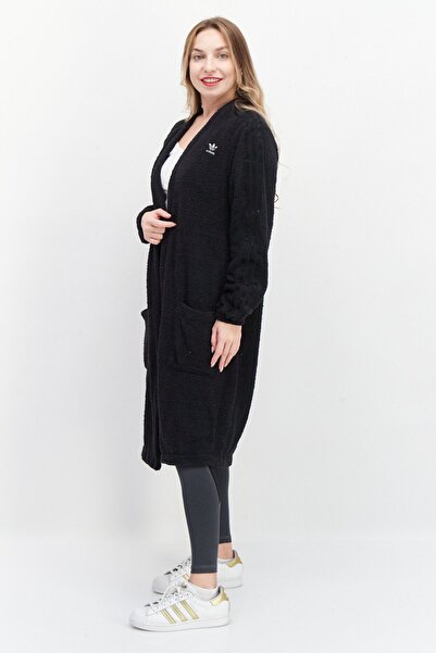 adidas Women Open Front Long Sleeve Heather Cardigan, Black