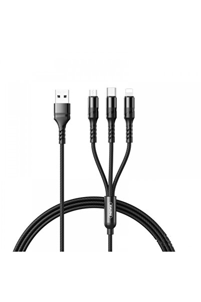 Remax RC-186TH 3 in 1 charging data cable, USB - Lightning/ Type C/ Micro USB 3, 1 A, 1.2 m, black
