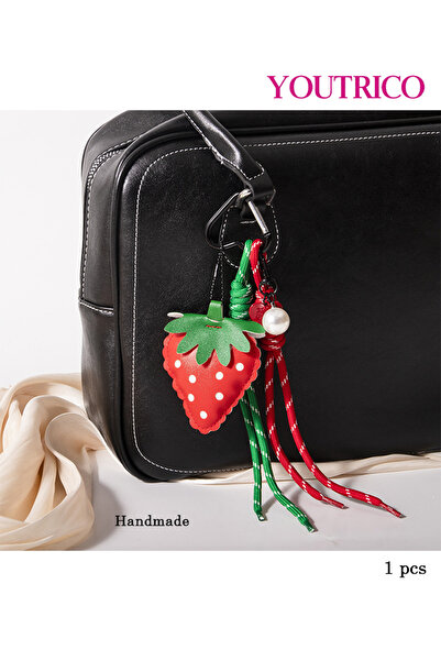 Youtrico سلسلة مفاتيح جلدية ثلاثية الأبعاد مصنوعة يدويًا - سحر حقيبة حبل مضفر...