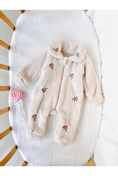 NUNU BABY Matilda Çiçek Nakışlı Peluş Tulum