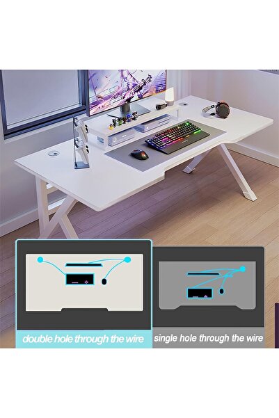 AZZHAAR Gaming Desk, Computer Desk Home Office Desk Extra Large Modern Ergonomic White Pc Table(80*60)