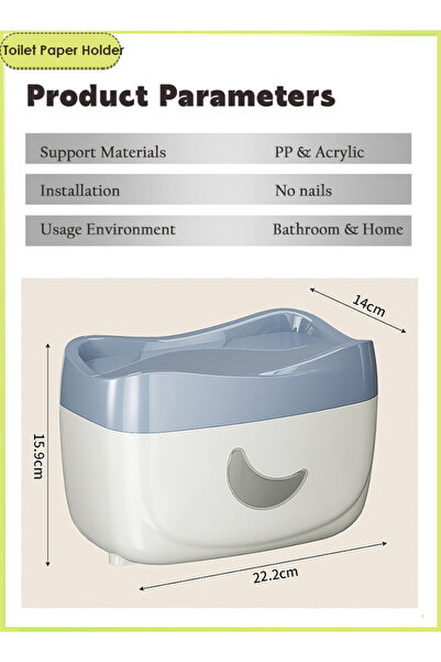 Generic 2PC Wall Mounted Toilet Paper Holder Waterproof Tissue Box Shelf with Holder No Hole Punching