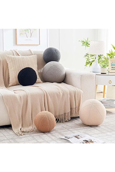 Generic Uvvyui Soft Round Ball Decorative Pillow, 8.6 Inch Black