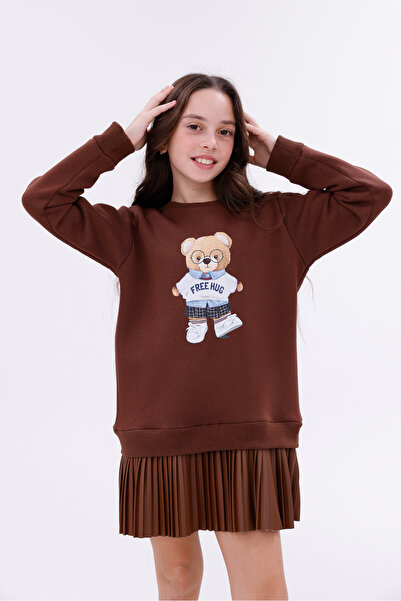 EYLÜL ELİF BUTİK Teddy Printed Sports Girl Dress