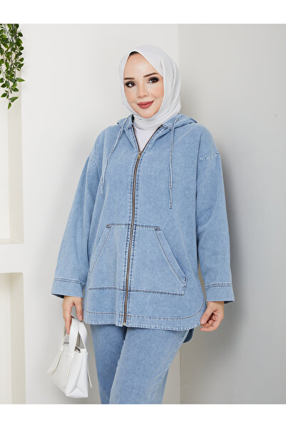 Pamuk Butik Γυναικείο Σετ Φαρδύ Τζιν Παντελόνι με Παντελόνι