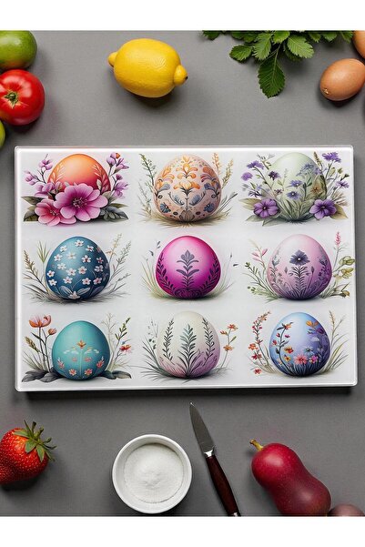 Online Home Market لوح تقطيع الخضار والفواكه من الزجاج المقسى - 25×35 سم 7 أنماط جديدة مختلفة