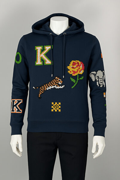 YusGos Unisex Men/Women High Quality Concept Sleeve and Chest Embroidered Cotton Hooded Knz Sweatshirt