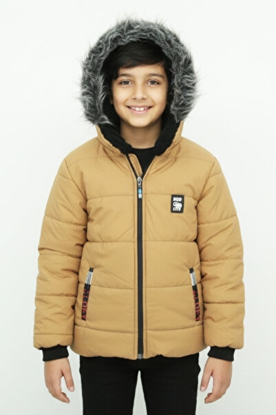 MODANINO Boy's Plush Lined-Fur K Hooded Zippered Coat 12369