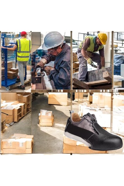 OEM Safety shoes for visitors with metal toe, adjustable 36-42, black + 1 m tape measure