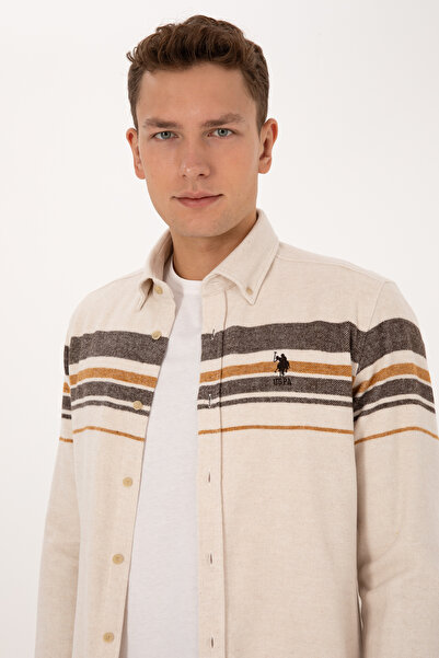 U.S. Polo Assn. Men's Cream Long Sleeve Shirt 50308334-Vr256