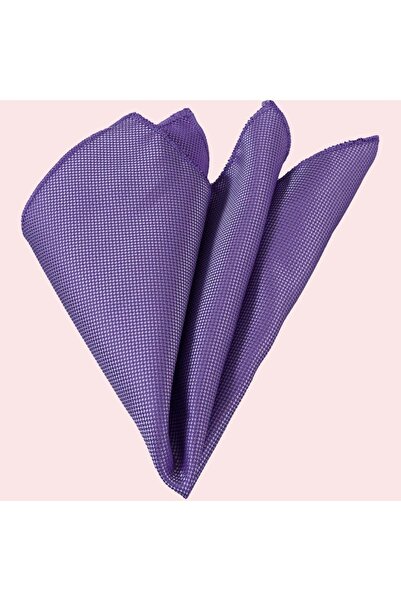 Exve Exclusive Purple Lilac White Eyelet Patterned Satin Woven Pocket Lapel Handkerchief