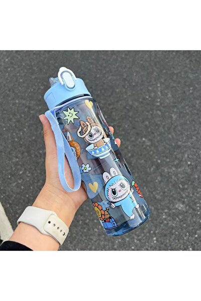 synshop Labubu Water Bottle Blue Flask Girls Boys School Water Bottle 900 ml Bpa Free Gift