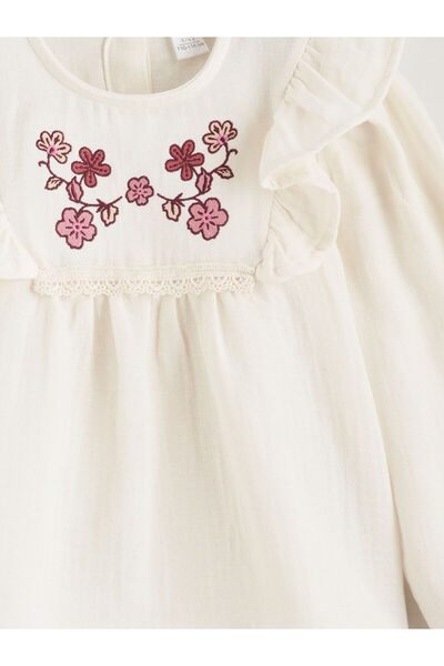 LC Waikiki Vizyon New Season Peter Pan collar Floral Muslin Girl's Blouse