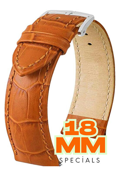 onlinekordon ⌚   18mm Tan Mustard Crocodile Genuine Leather Watch Band |   Antiallergic Primer