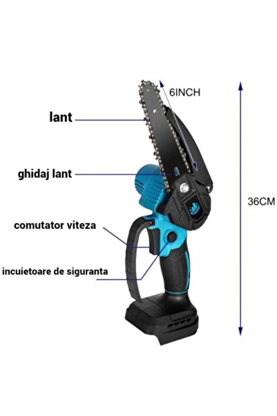 HAPPY JOKER Mini Portable Electric Chainsaw 700W, 2x48V Batteries, 15 cm Blade, Black