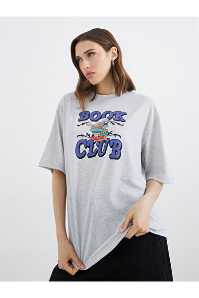 Take Two By Styli Grey Book Club Graphic Oversized T-Shirt