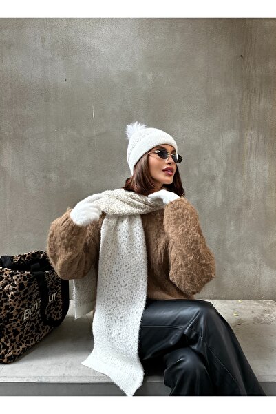 LAGRANZE Swan Women's Scarf Beanie Gloves Set of 3