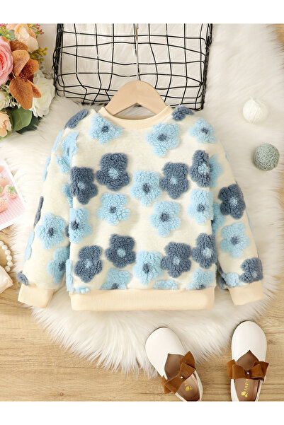 Take Two By Styli Girl's 3D Floral Detail Long Sleeve Sweatshirt