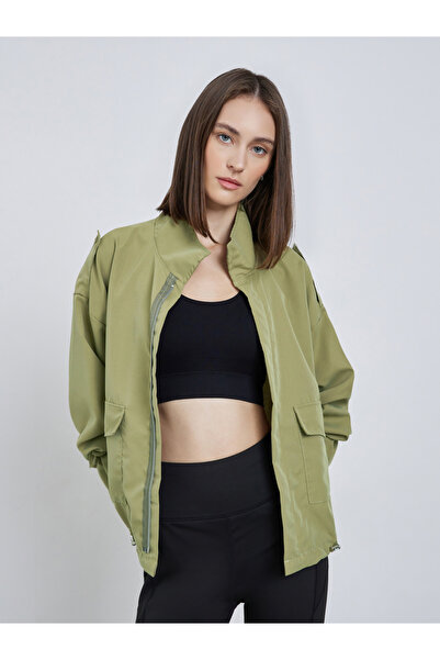 Styli Khaki Boxy Fit Utility Jacket with Flap Pocket