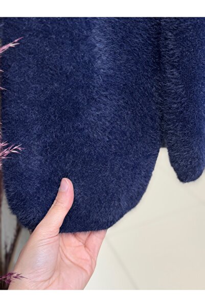 BENAHOLL Alina Bearded Short Oversized Sweater-Zi̇6261 Navy Blue