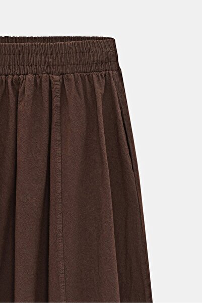 Saade Women's A-Line High Waist Pocketed Flowy Flared Skirt - Textured Linen
