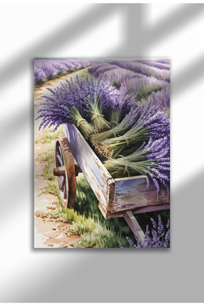 21mxm Unframed Lavender Canvas Poster - Digital Print on Matte Canvas - Rustic wooden cart