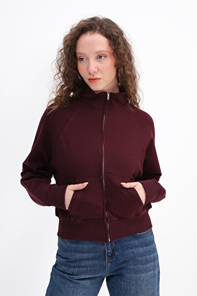 Addax High Neck Zippered Cardigan H12136