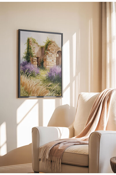 21mxm Unframed Lavender Canvas Poster - Digital Print on Matte Canvas - Abandoned stone ruin
