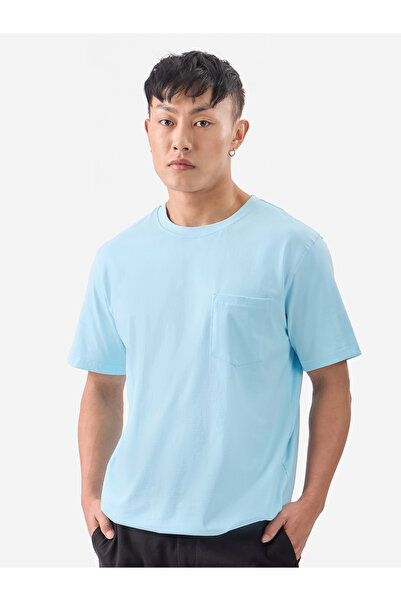 The Souled Store By Styli Men Blue Solid Cotton T-Shirt