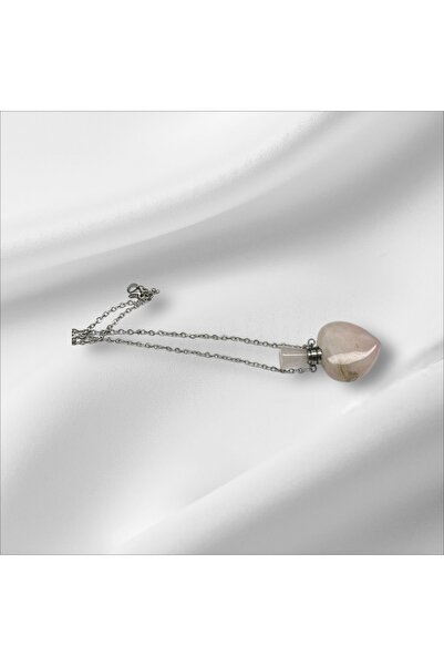 The Magıc of Healıng قلادة من الفولاذ والحجر الطبيعي مع تصميم زجاجة عطر من الحجر الطبيعي