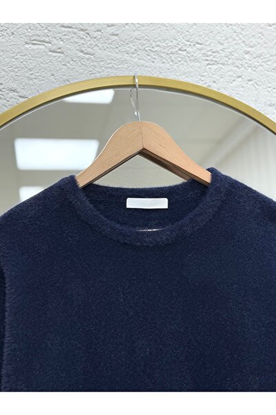BENAHOLL Alina Bearded Short Oversized Sweater-Zi̇6261 Navy Blue