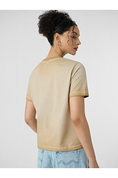 The Souled Store By Styli Beige Embroidered Washed T-Shirt