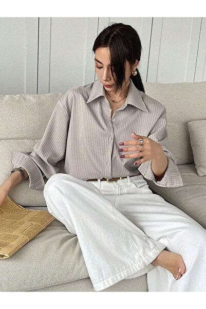 Take Two By Styli Striped Long Sleeve Relaxed Fit Shirt