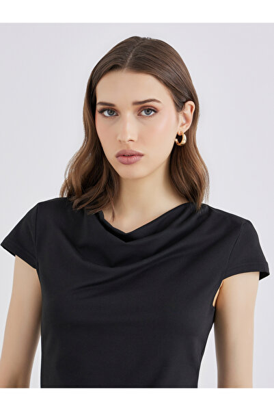 Take Two By Styli Black Cowl Neck Knit Top