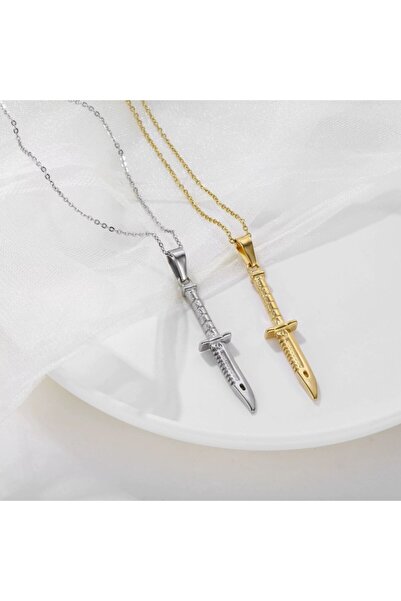 OEM Sword pendant chain, unisex, 22 inch, silver-plated stainless steel