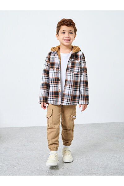 Styli Boys Brown Checked Faux Fur-Lined Jacket