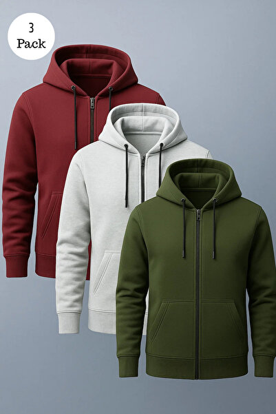 DAMGA JEANS Men's Hooded Oversized 3-Pack Sweatshirt
