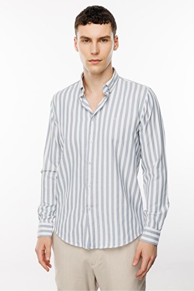 İgs Чоловіча сіра сорочка Dynamic Fit з ґудзиками на комірі