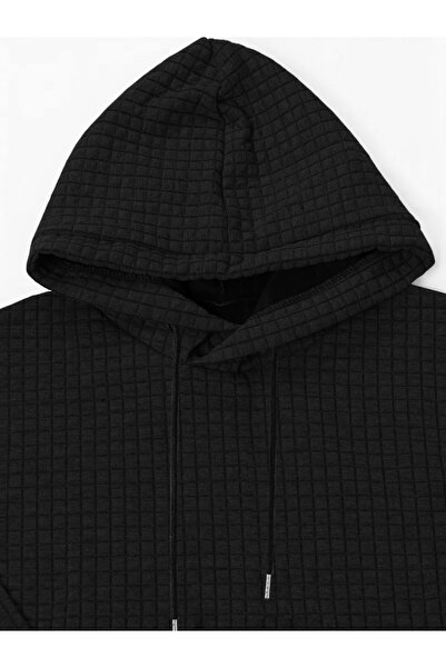 Take Two By Styli Men Black Textured Pullover Hoodie