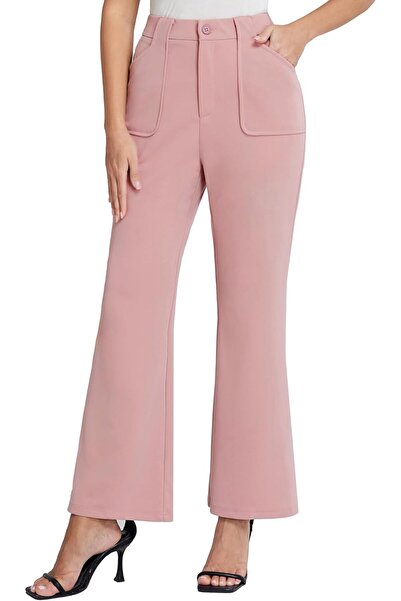 Belle Poque Elegant women's trousers, Belle Poque, vintage elastic high waist, pink, XL