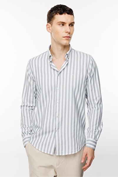 İgs Чоловіча сіра сорочка Dynamic Fit з ґудзиками на комірі