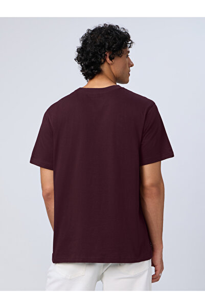 The Souled Store By Styli Men Burgundy Relaxed Fit T-Shirt