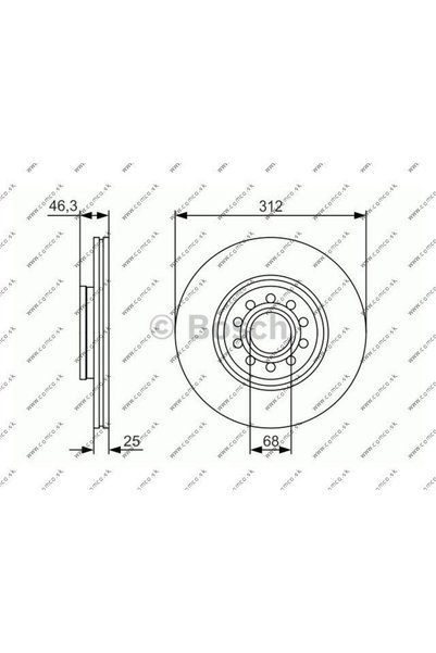 Bosch Fren Diski On Havali 312mm Passat 96-05 Superb 01-08 A4 00-09 A6 97-05