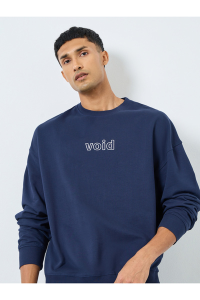 Styli Men Oversized Fleece Sweatshirt with Puff Print