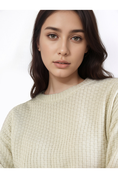 Styli Off White Knit Regular Fit Sweater