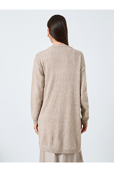 Take Two By Styli Beige Midi Cardigan with Patch Pocket