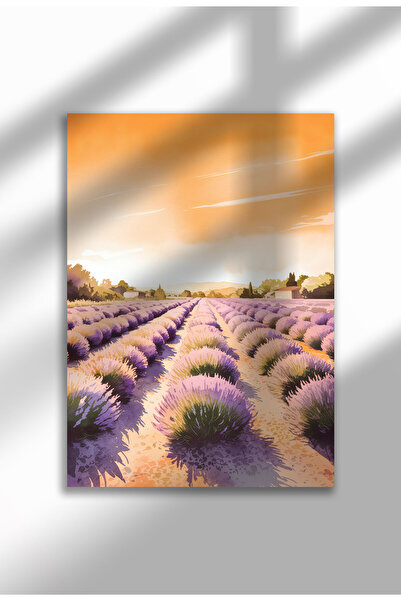 21mxm Unframed Lavender Canvas Poster - Digital Print on Matte Canvas - Golden hour over lavender rows