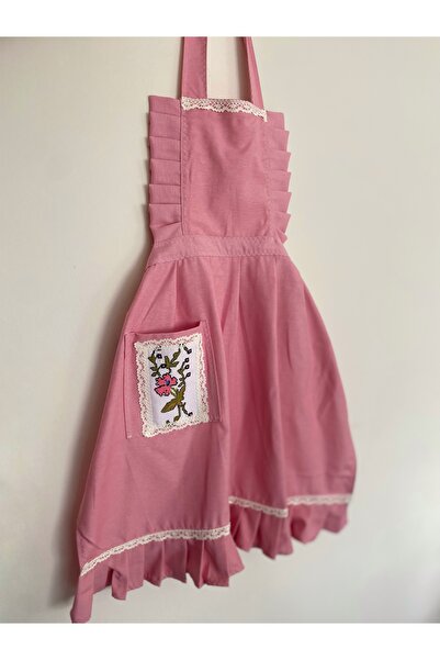 Parla Life Pembe Renk Kanaviçe İşlemeli Mutfak Önlüğü